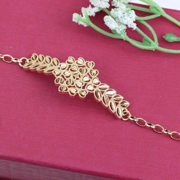 "Elegant Floral Leaf Rose Gold Bracelet with Adjustable, XPBL1137 - Picture 13 of 13